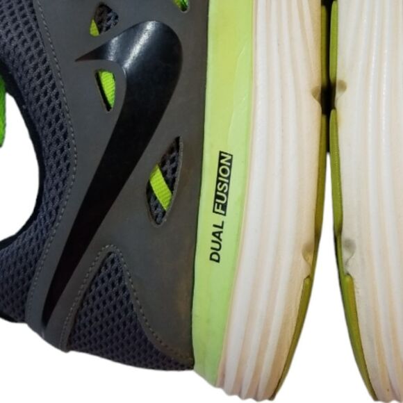Nike Dual Fusion Lite Gray with Neon Green Detaim Men's Running Shoe Sz 12 - Picture 6 of 11
